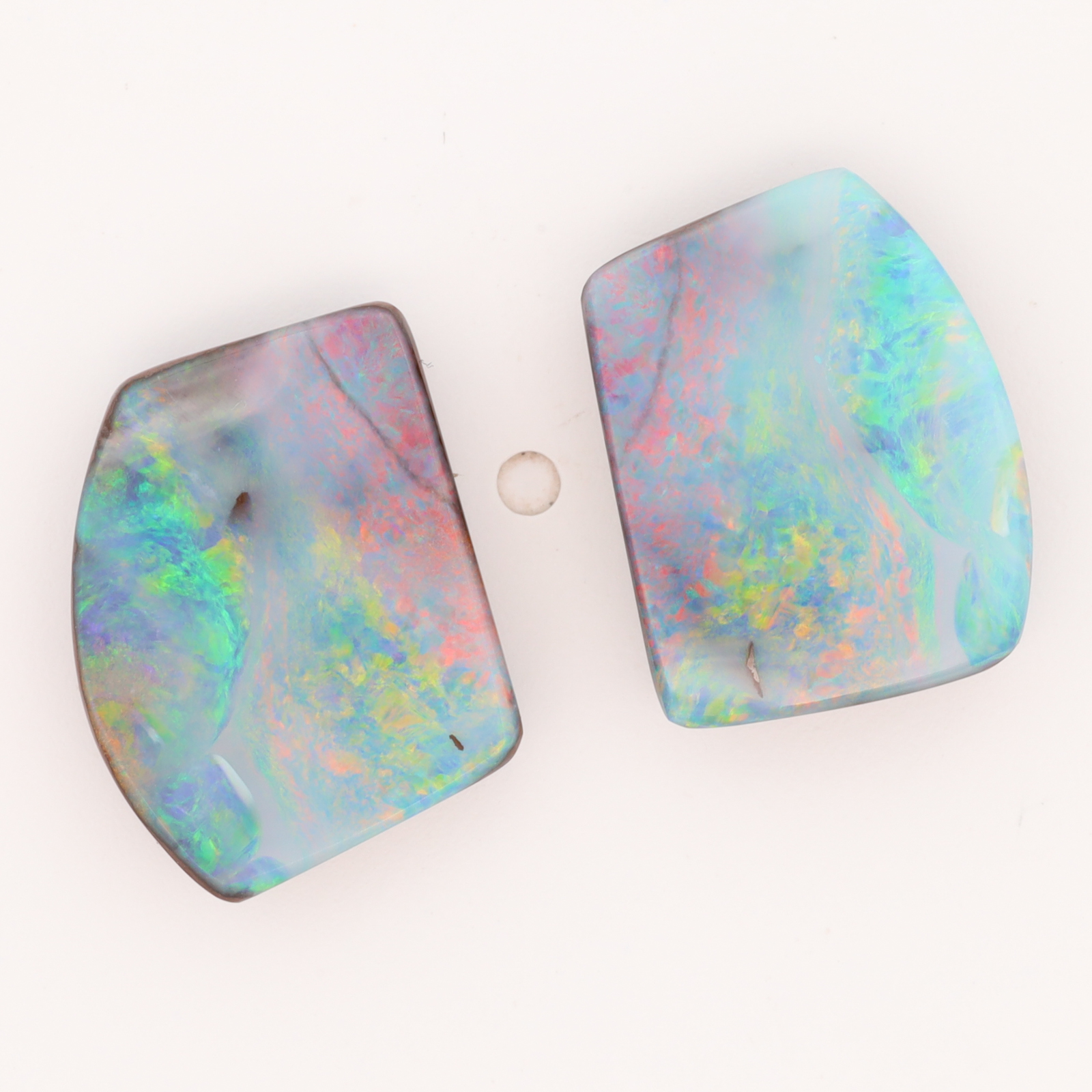 Unset Blue Green Yellow Orange Pink Boulder Opal Split Pair