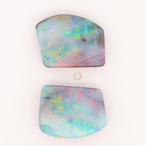 Unset Blue Green Yellow Orange Pink Boulder Opal Split Pair