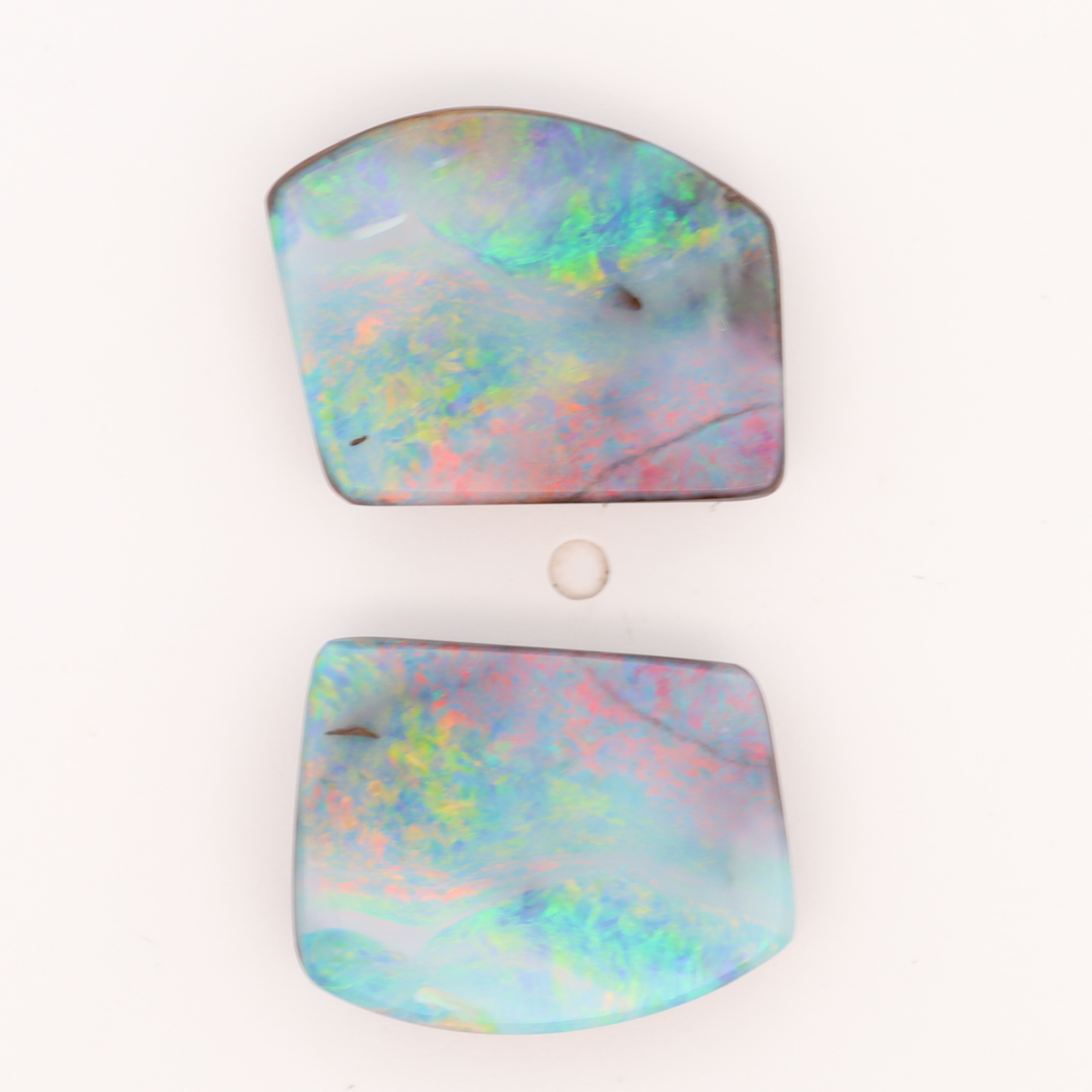 Unset Blue Green Yellow Orange Pink Boulder Opal Split Pair