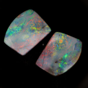 Unset Blue Green Yellow Orange Pink Boulder Opal Split Pair