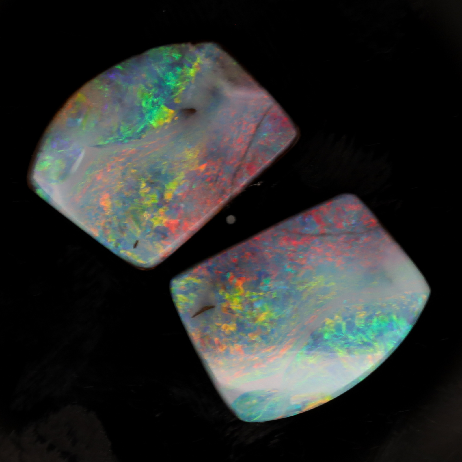 Unset Blue Green Yellow Orange Pink Boulder Opal Split Pair