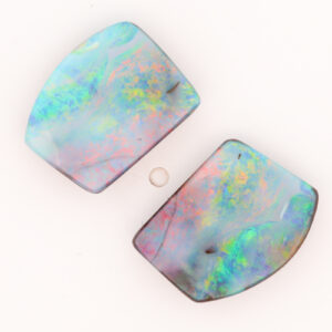 Unset Blue Green Yellow Orange Pink Boulder Opal Split Pair