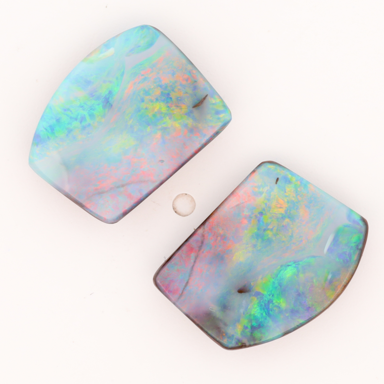 Unset Blue Green Yellow Orange Pink Boulder Opal Split Pair