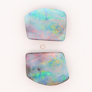 Unset Blue Green Yellow Orange Pink Boulder Opal Split Pair