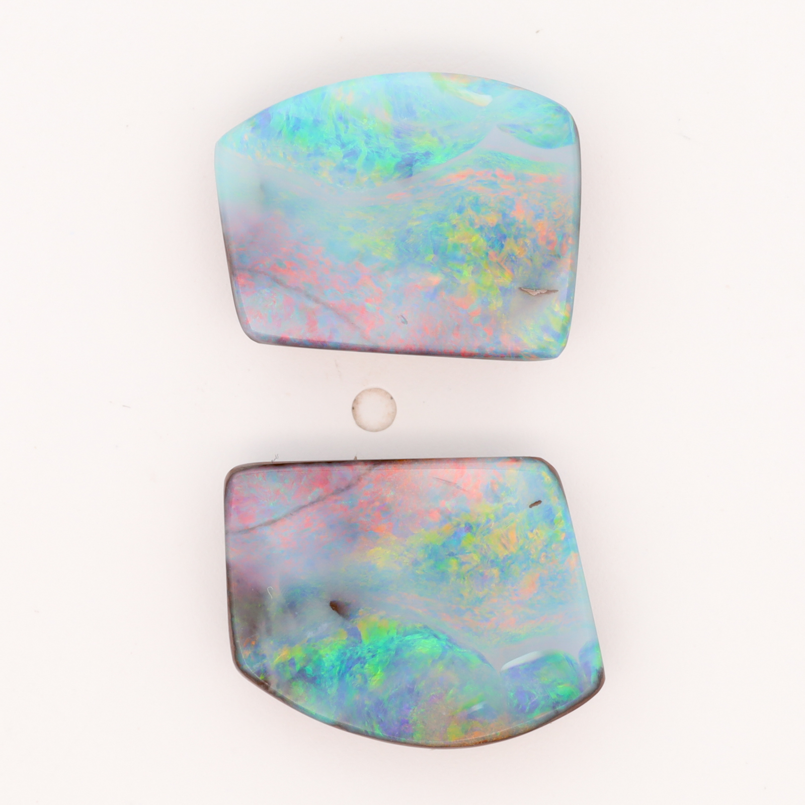 Unset Blue Green Yellow Orange Pink Boulder Opal Split Pair