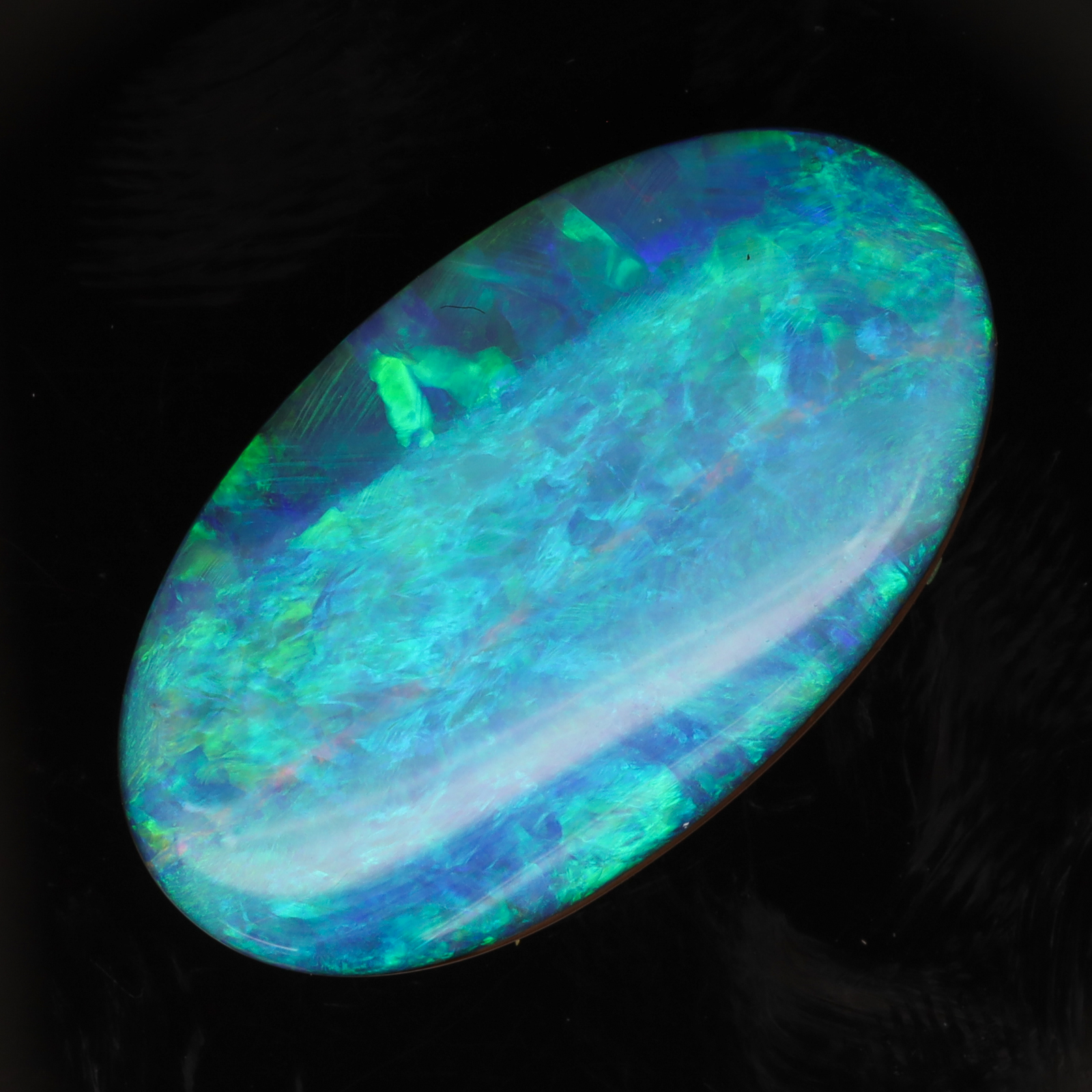 Unset Blue Green Boulder Opal