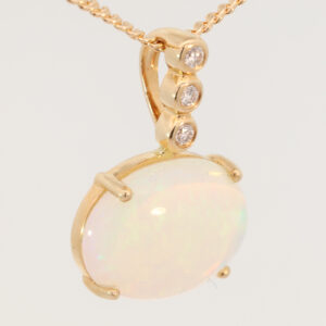 Yellow Gold Blue Green Yellow Orange Crystal Opal and Diamond Pendant