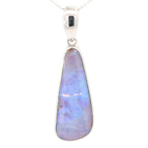 Sterling Silver Blue Green Boulder Opal Pendant