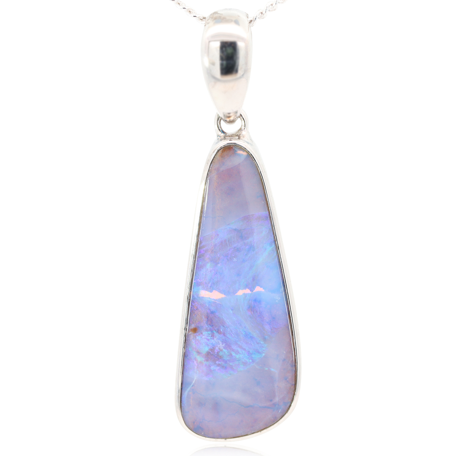 Sterling Silver Blue Green Boulder Opal Pendant