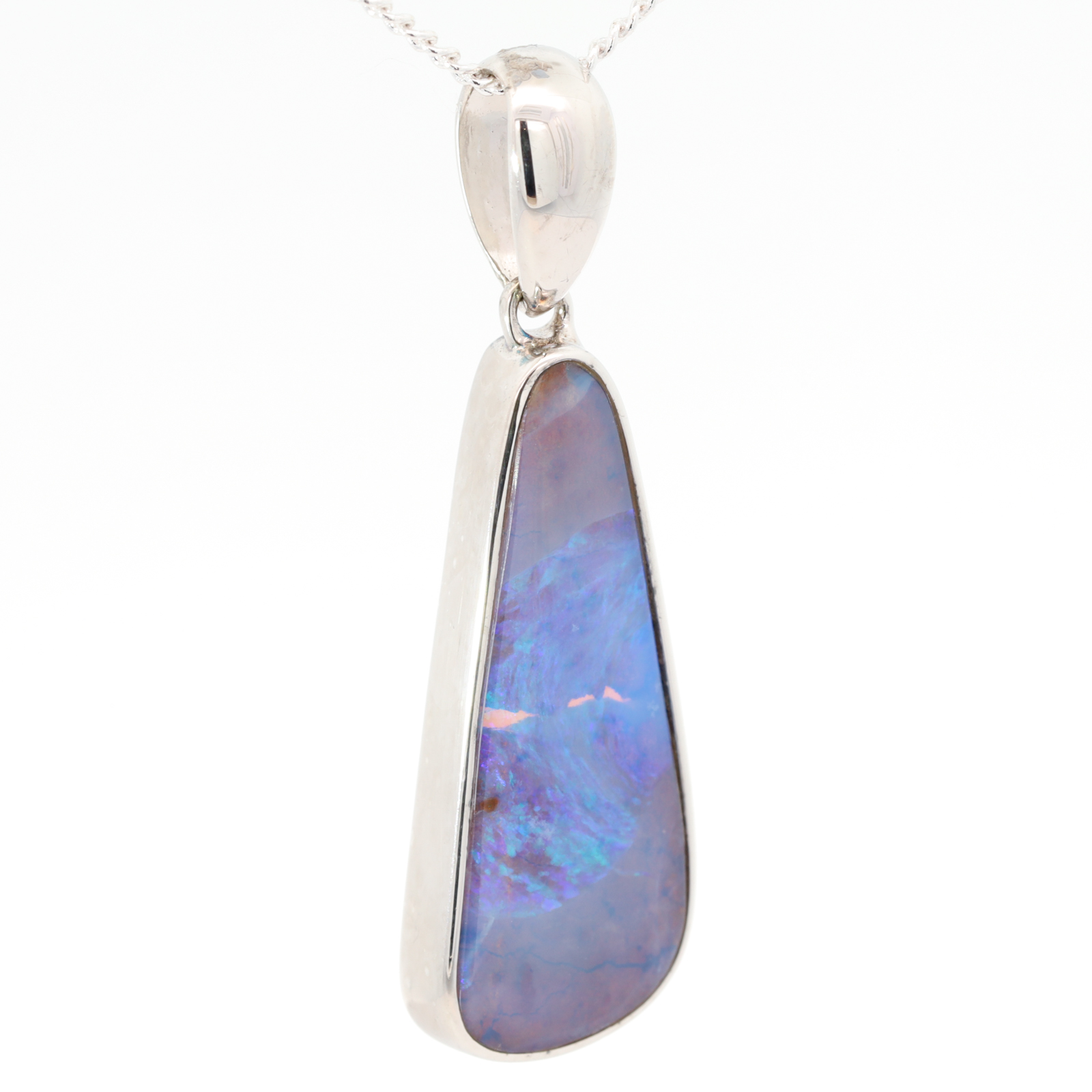 Sterling Silver Blue Green Boulder Opal Pendant