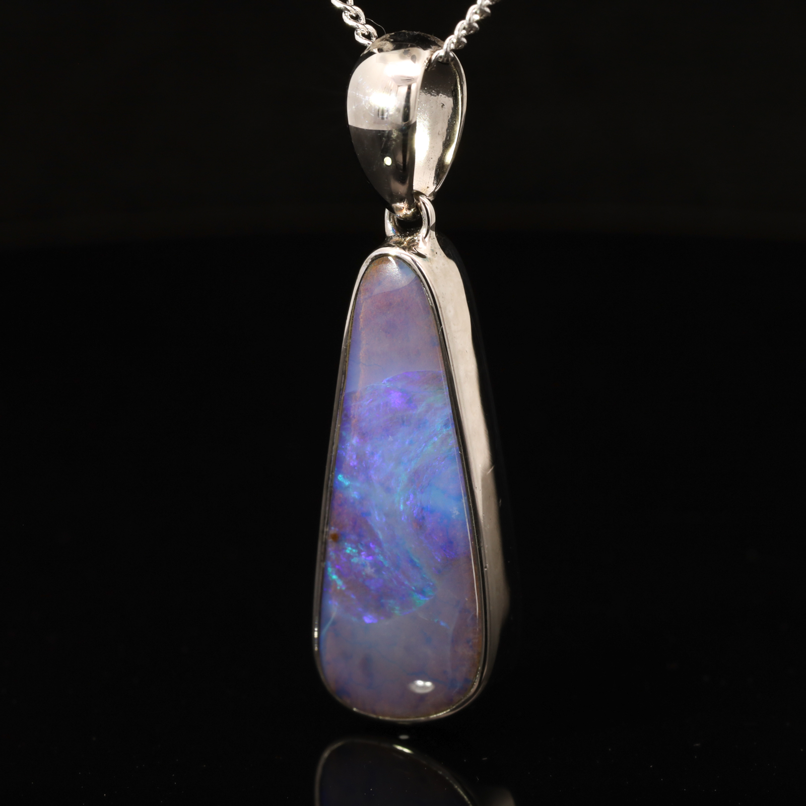 Sterling Silver Blue Green Boulder Opal Pendant