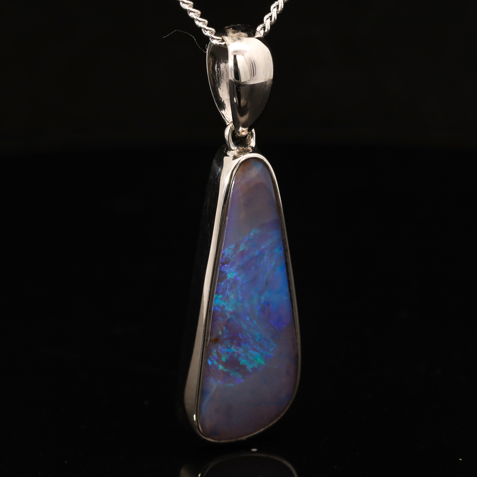 Sterling Silver Blue Green Boulder Opal Pendant