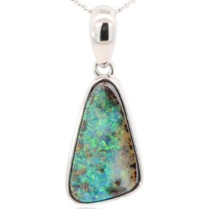 Sterling Silver Blue Green Yellow Orange Boulder Opal Pendant