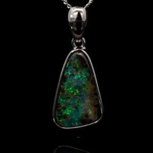 Sterling Silver Blue Green Yellow Orange Boulder Opal Pendant