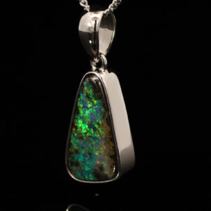 Sterling Silver Blue Green Yellow Orange Boulder Opal Pendant