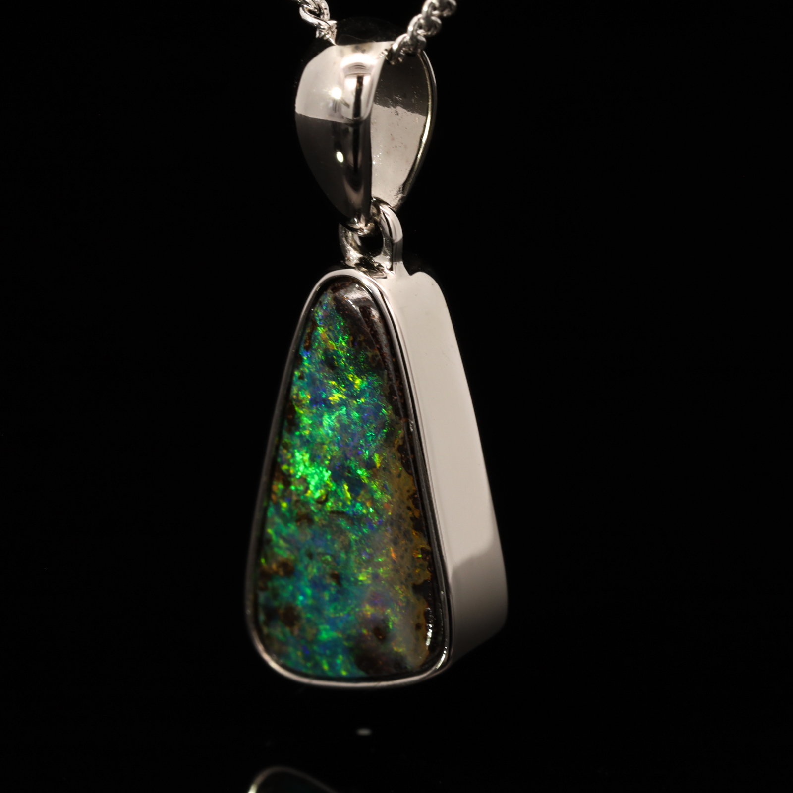 Sterling Silver Blue Green Yellow Orange Boulder Opal Pendant