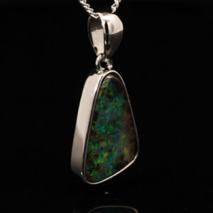 Sterling Silver Blue Green Yellow Orange Boulder Opal Pendant