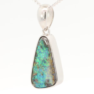 Sterling Silver Blue Green Yellow Orange Boulder Opal Pendant