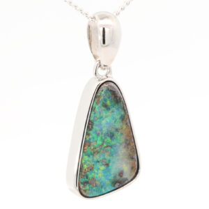 Sterling Silver Blue Green Yellow Orange Boulder Opal Pendant