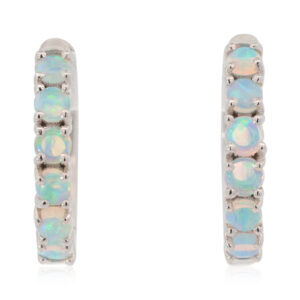 Platinum Blue Green Crystal Opal Earrings