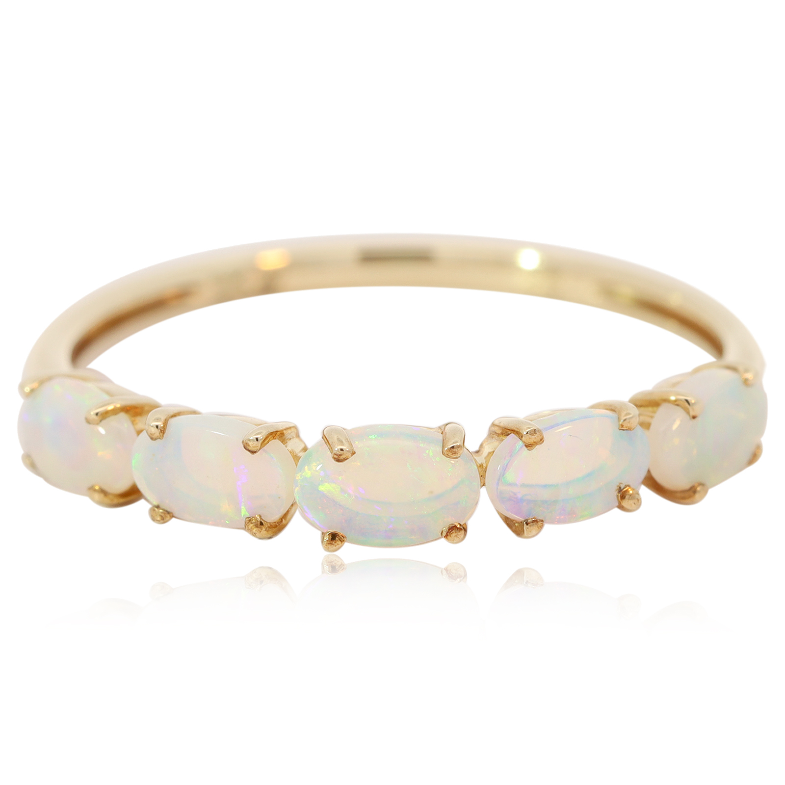 Yellow Gold Blue Green Crystal Opal Ring