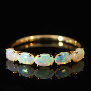 Yellow Gold Blue Green Crystal Opal Ring