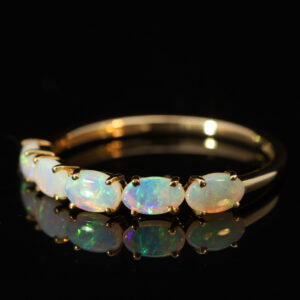 Yellow Gold Blue Green Crystal Opal Ring