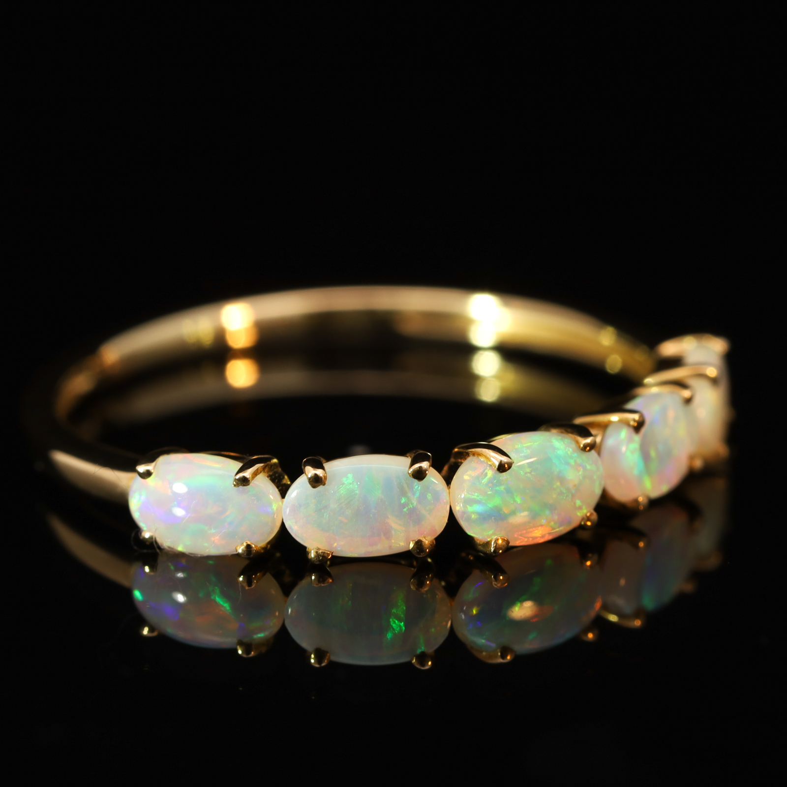 Yellow Gold Blue Green Crystal Opal Ring