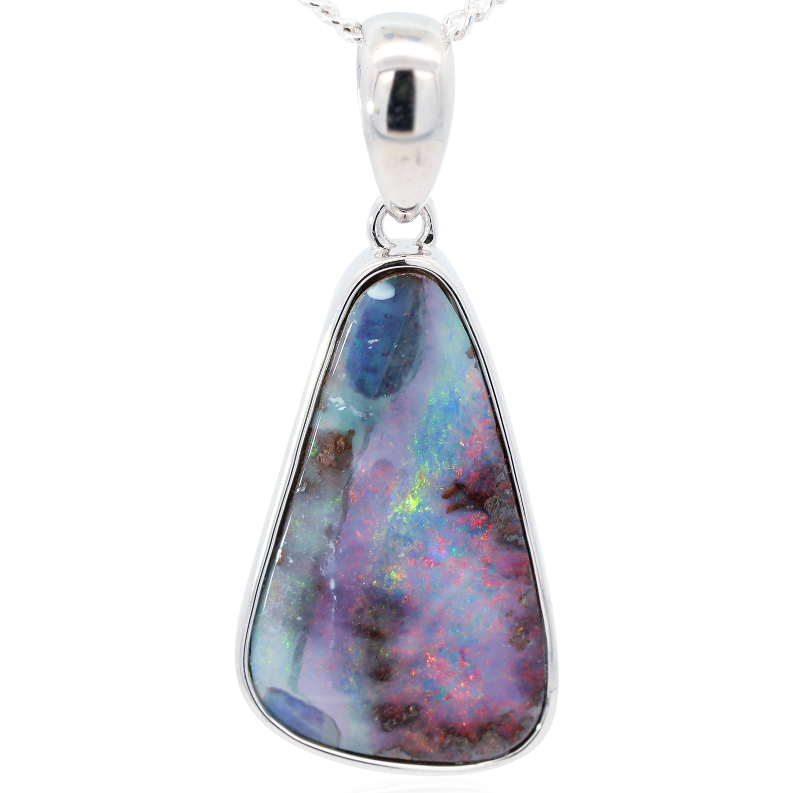 Sterling Silver Blue Green Orange Yellow Pink Boulder Opal Pendant