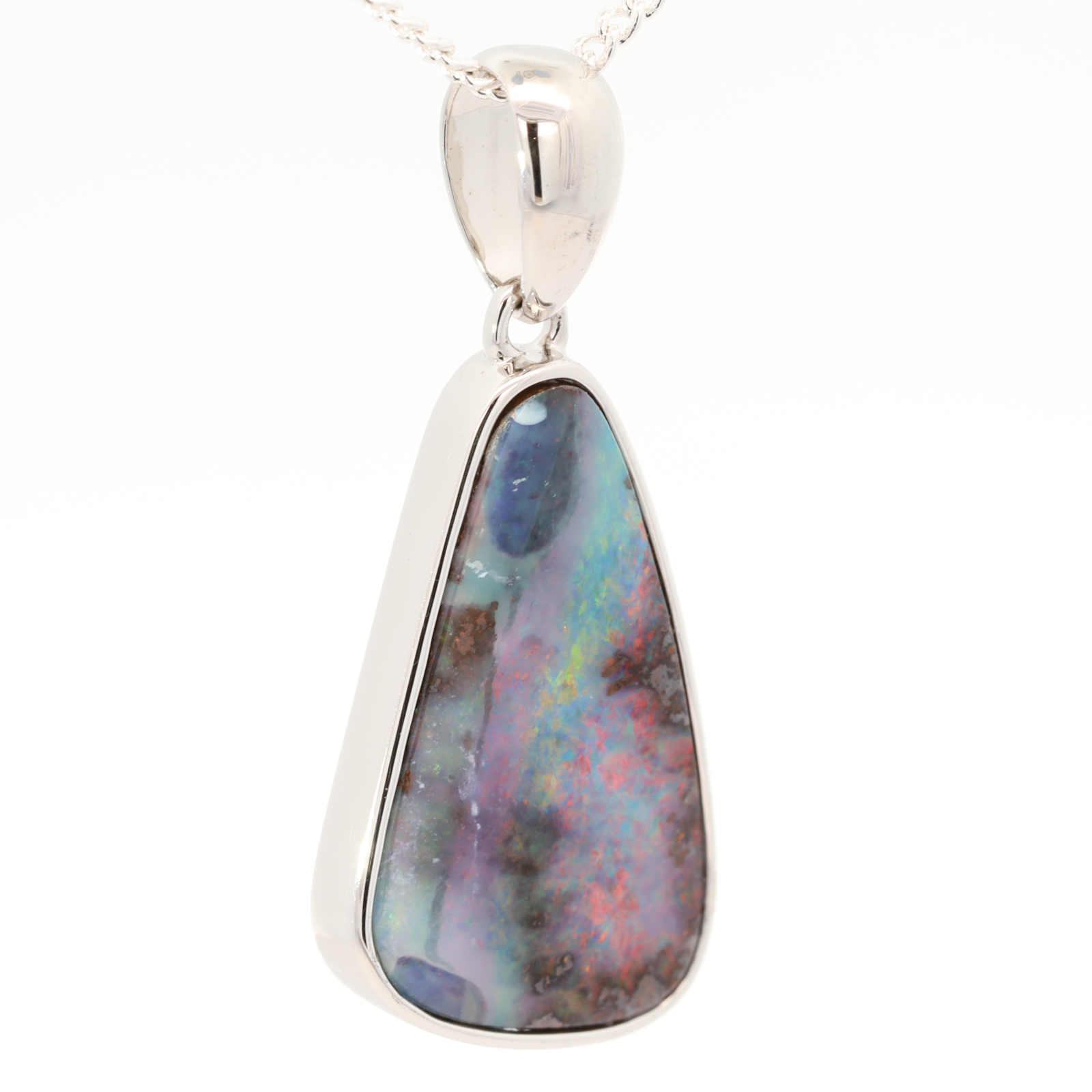 Sterling Silver Blue Green Orange Yellow Pink Boulder Opal Pendant