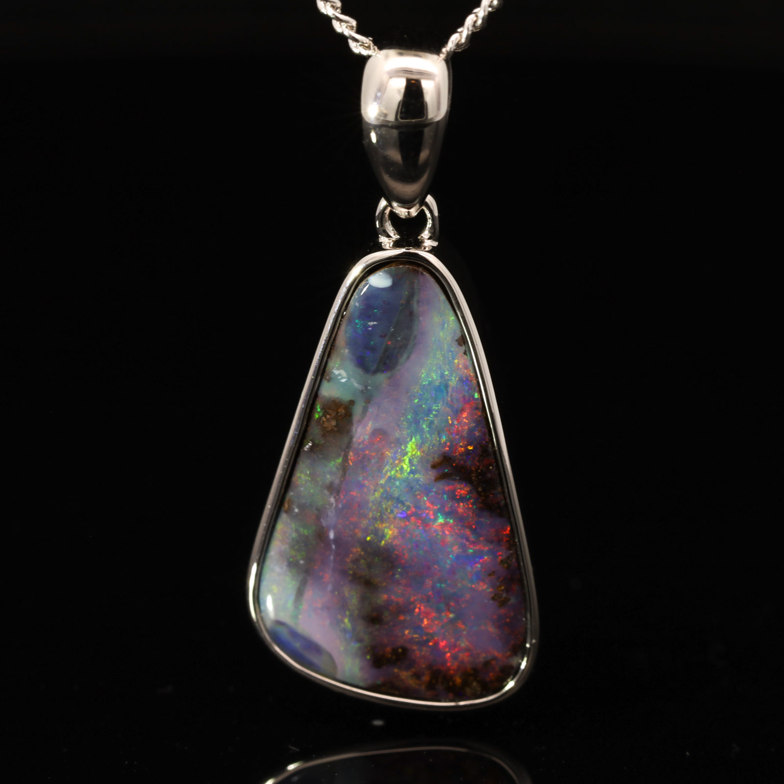 Sterling Silver Blue Green Orange Yellow Pink Boulder Opal Pendant
