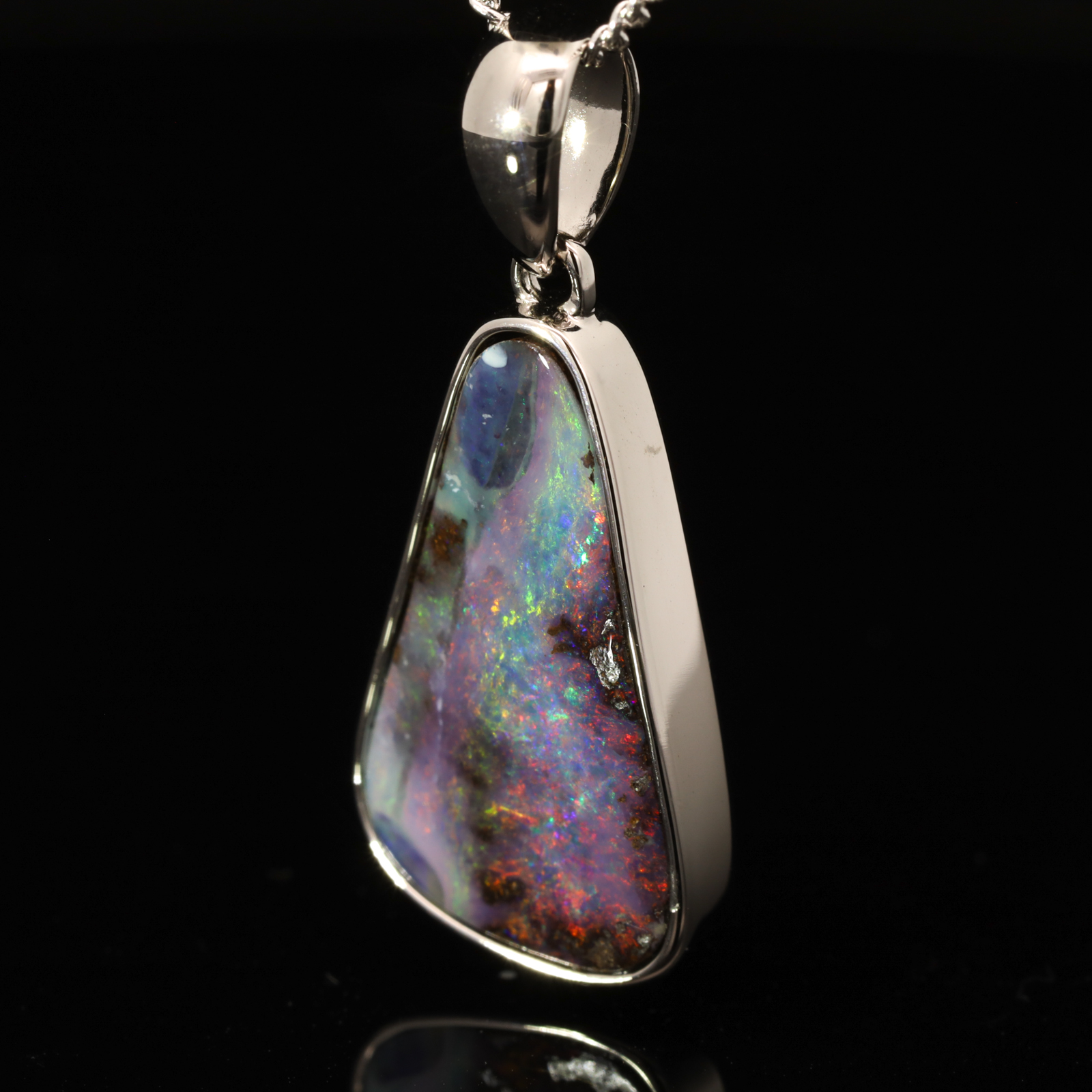 Sterling Silver Blue Green Orange Yellow Pink Boulder Opal Pendant