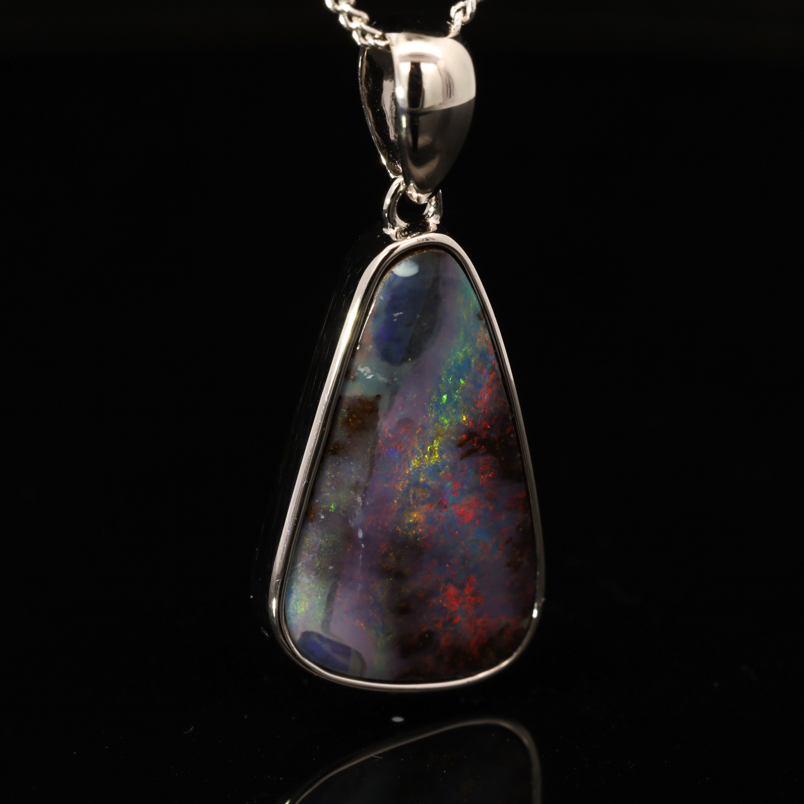 Sterling Silver Blue Green Orange Yellow Pink Boulder Opal Pendant