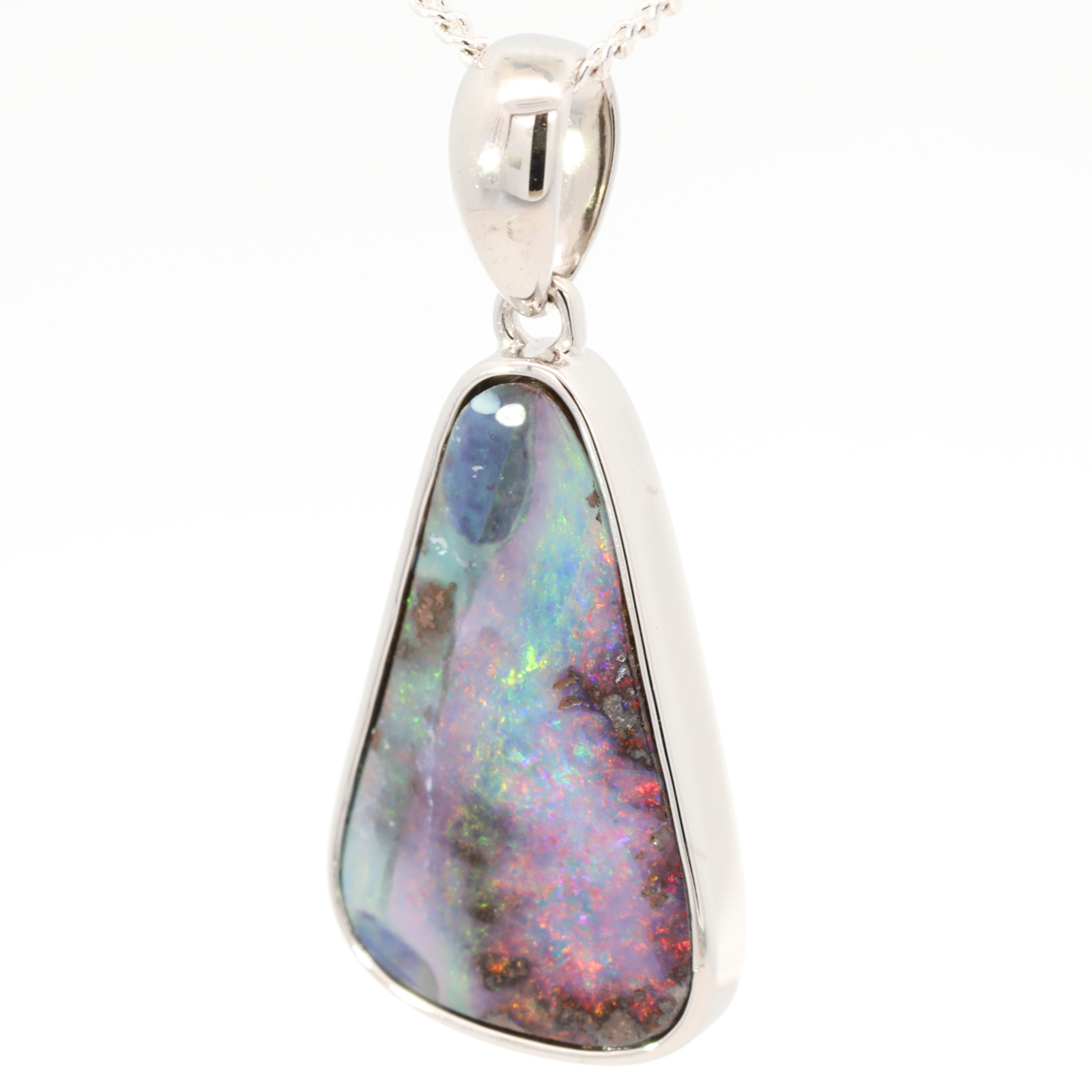 Sterling Silver Blue Green Orange Yellow Pink Boulder Opal Pendant