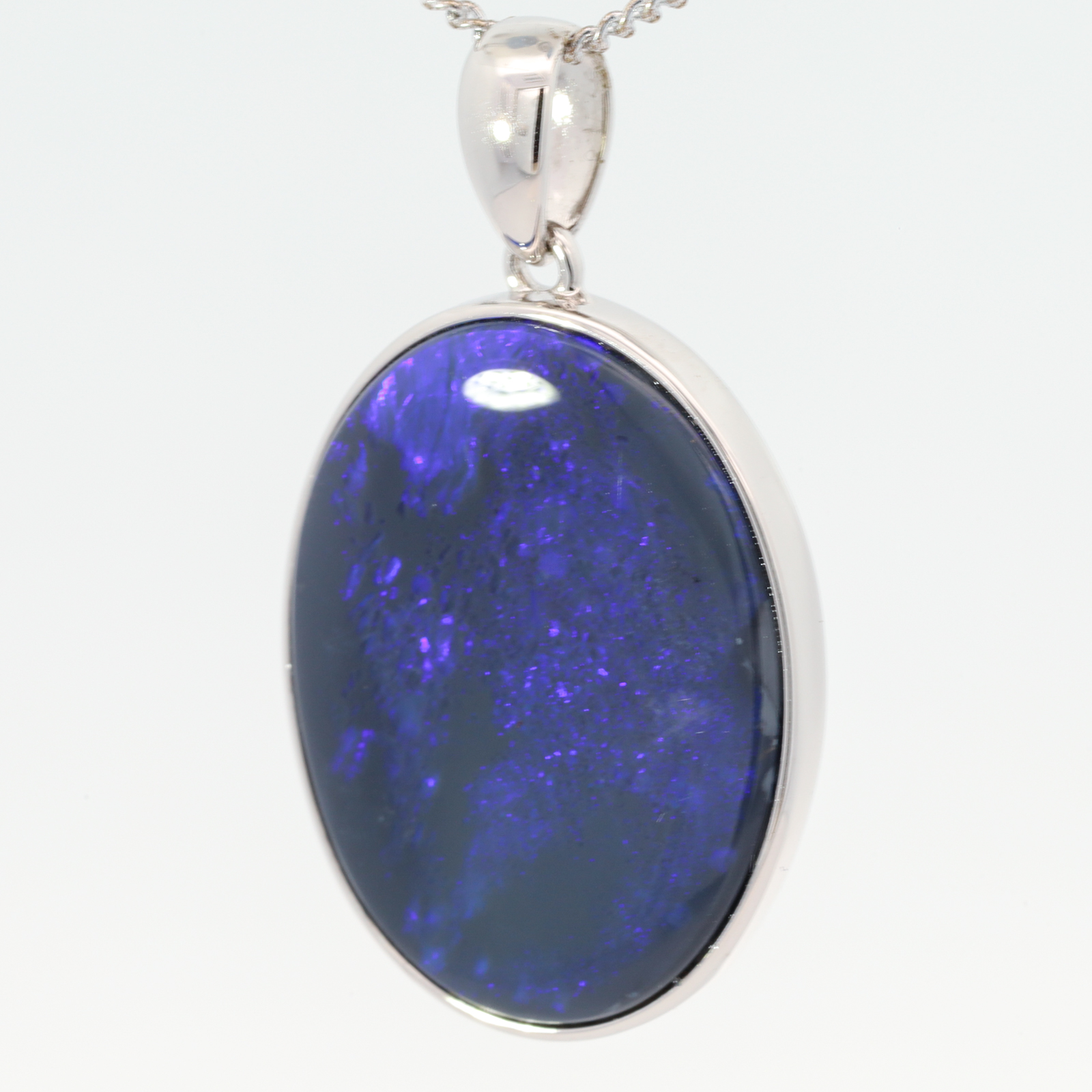 Sterling Silver Blue Purple Black Opal Pendant