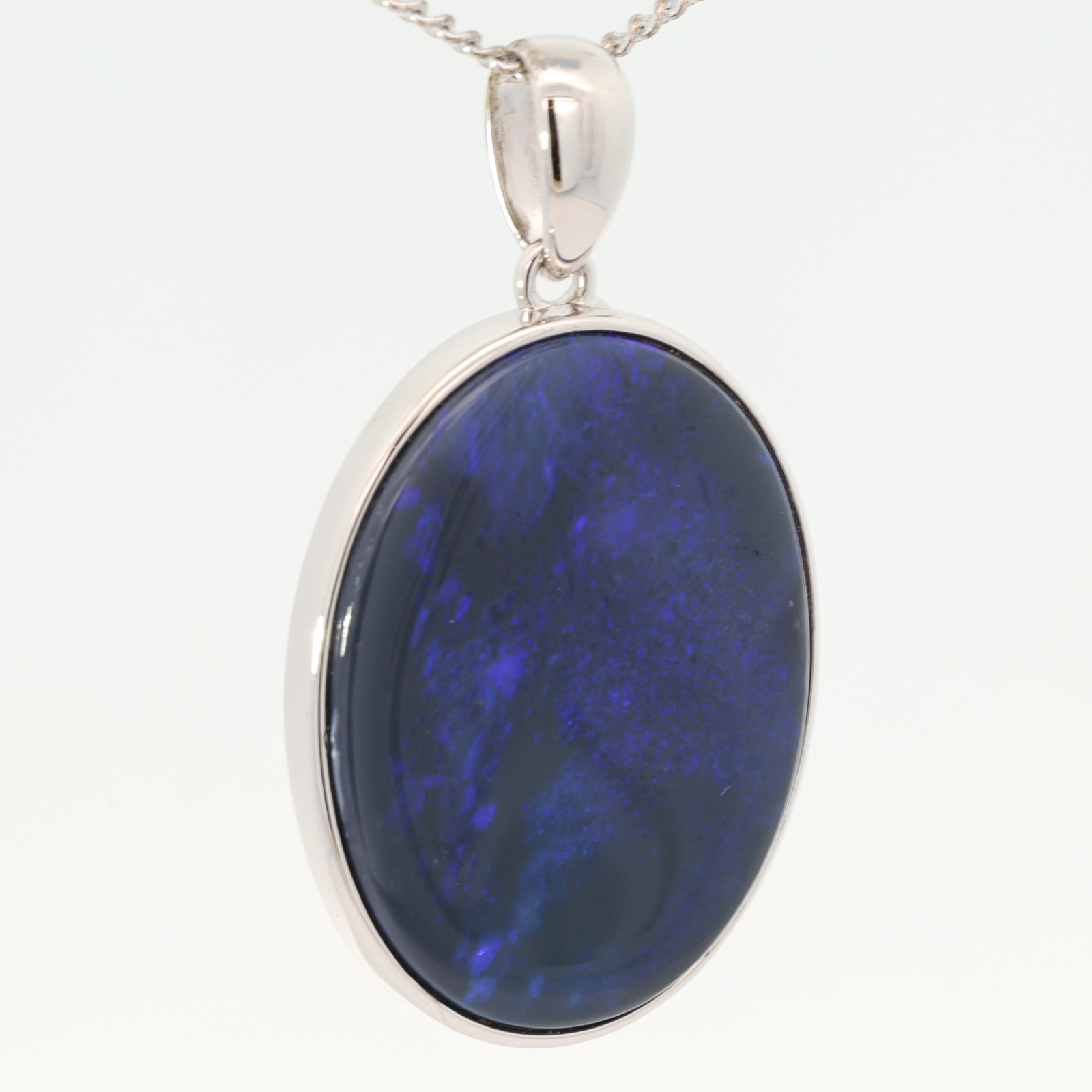 Sterling Silver Blue Purple Black Opal Pendant