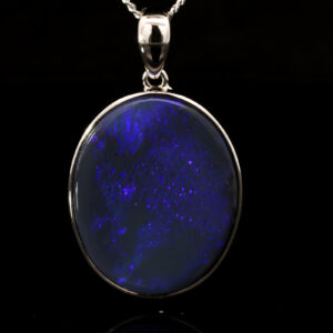 Sterling Silver Blue Purple Black Opal Pendant