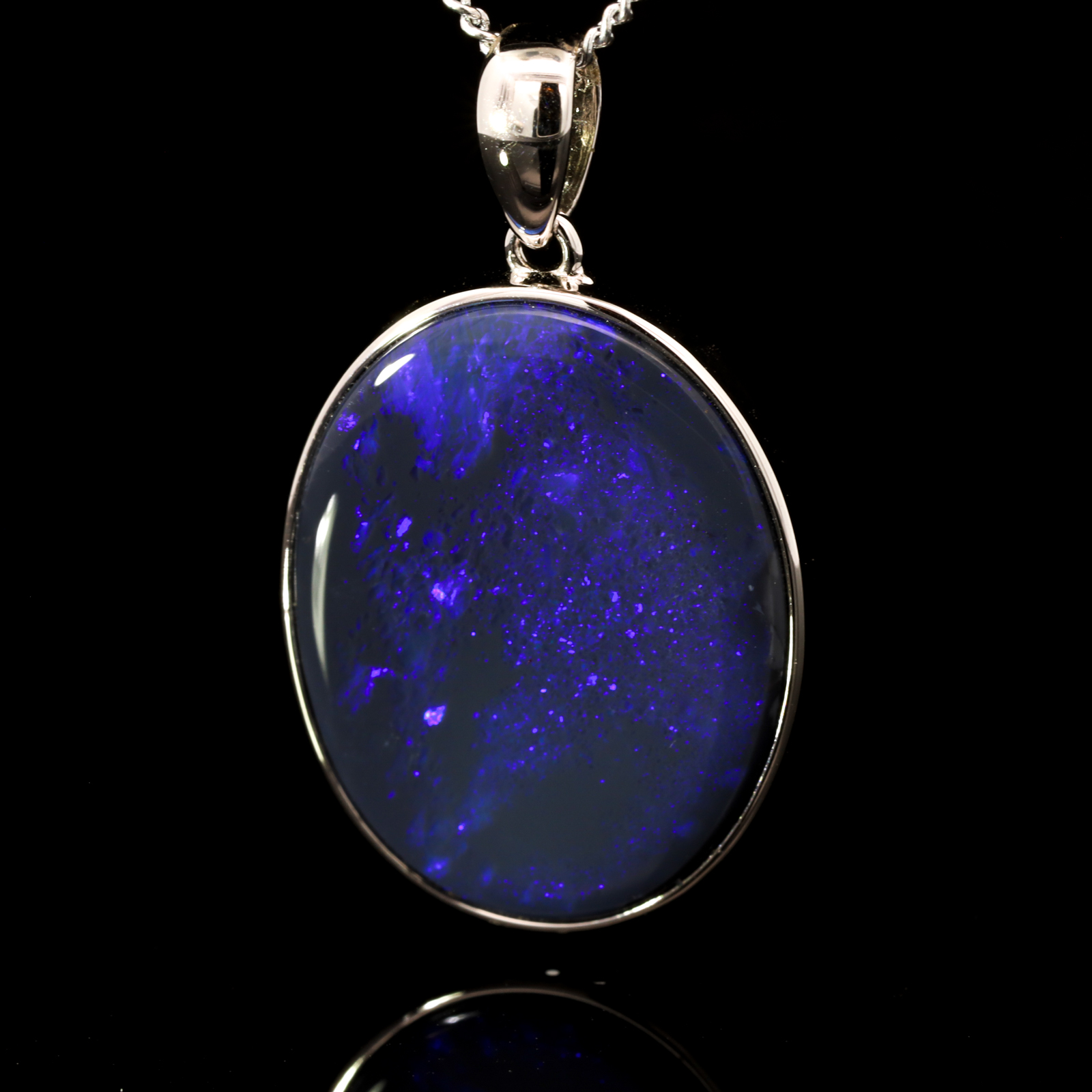 Sterling Silver Blue Purple Black Opal Pendant