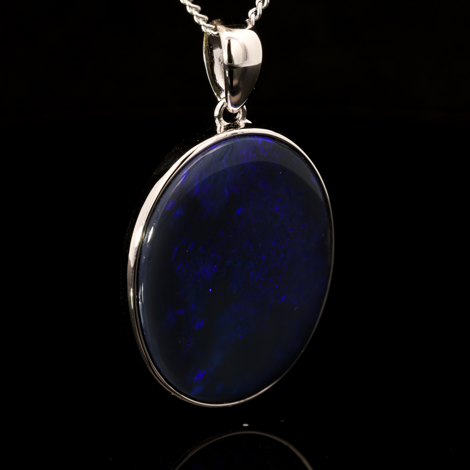 Sterling Silver Blue Purple Black Opal Pendant