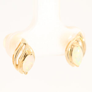 Yellow Gold Blue Green Yellow Orange Crystal Opal Earrings