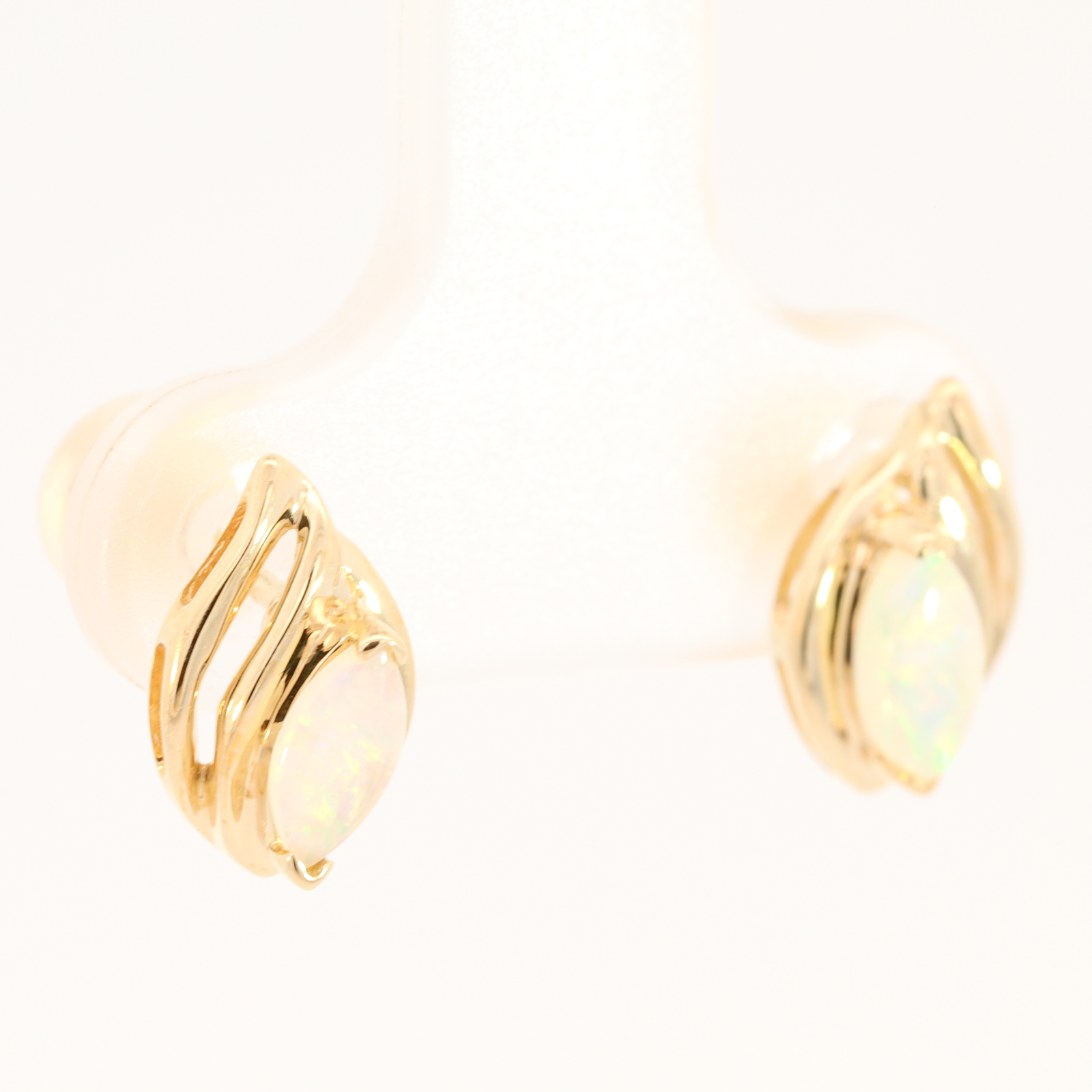 Yellow Gold Blue Green Yellow Orange Crystal Opal Earrings