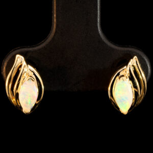 Yellow Gold Blue Green Yellow Orange Crystal Opal Earrings