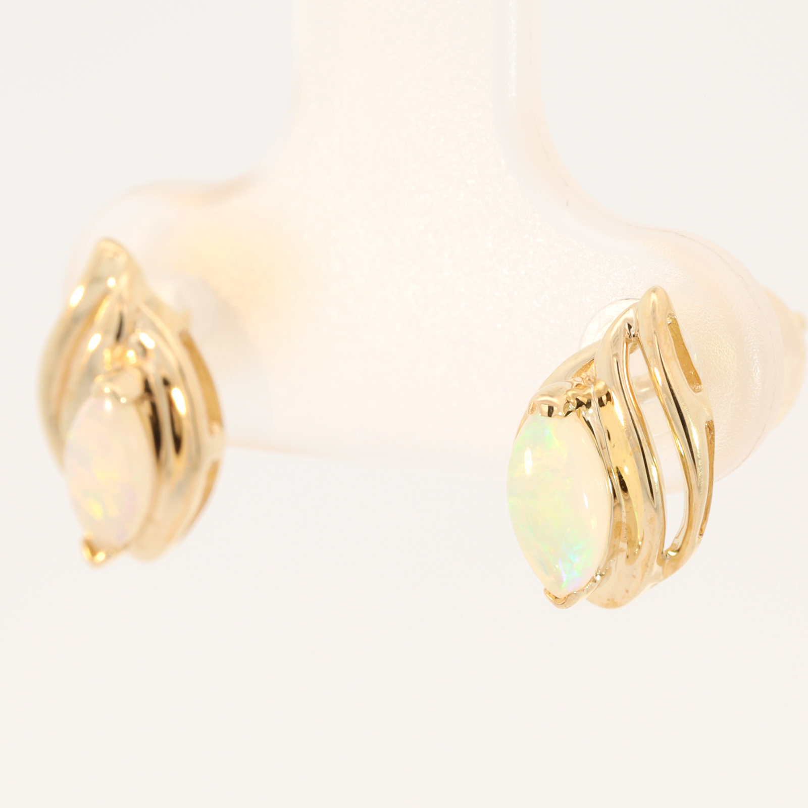 Yellow Gold Blue Green Yellow Orange Crystal Opal Earrings