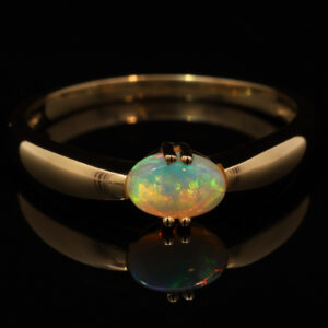 Yellow Gold Green Yellow Orange Crystal Opal Ring