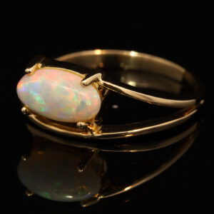 Yellow Gold Blue Green yellow Orange Pink Crystal Opal Ring