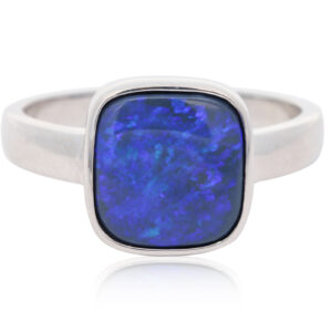 Sterling Silver Blue Green Purple Black Opal Ring