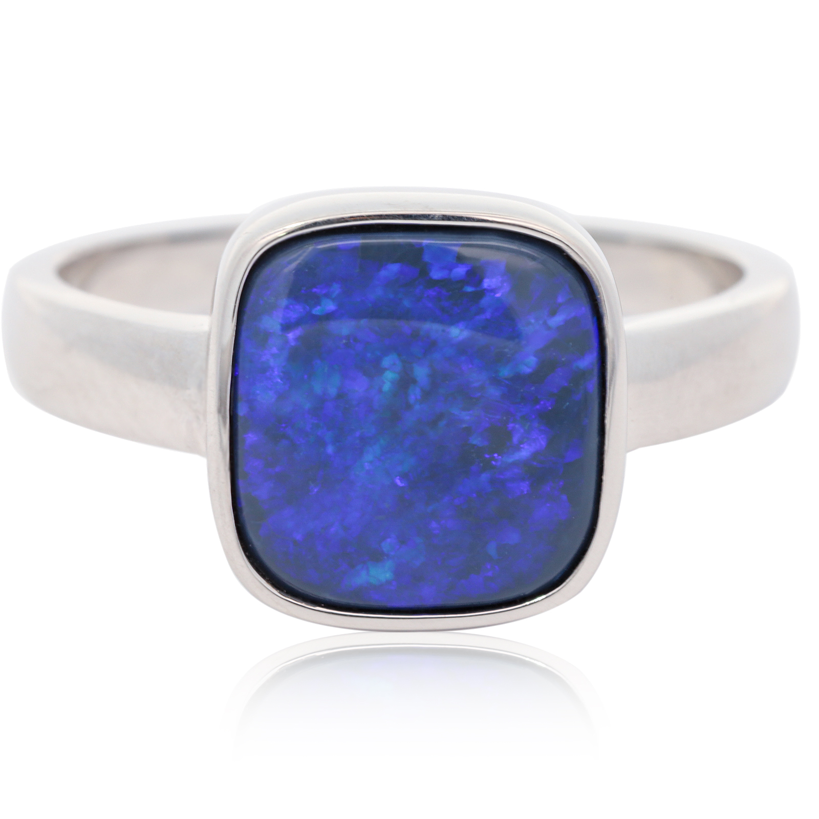 Sterling Silver Blue Green Purple Black Opal Ring