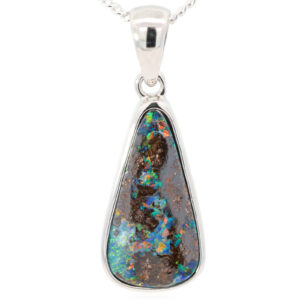 Sterling Silver Blue Green Yellow Orange Red Boulder Opal Pendant