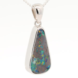 Sterling Silver Blue Green Yellow Orange Red Boulder Opal Pendant