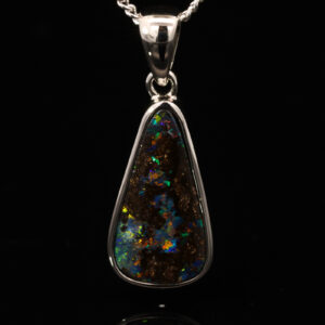 Sterling Silver Blue Green Yellow Orange Red Boulder Opal Pendant